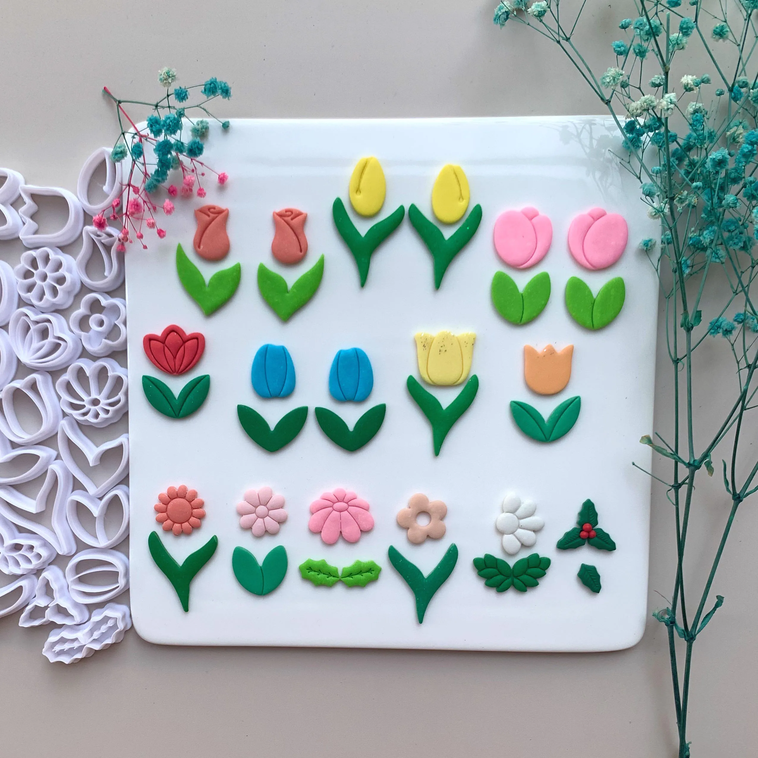 Flower Leaf Plant Series Rose/Tulip/Sunflower Shape Polymer Clay Cutter Cutting Molds For DIY Earrings Jewelry Decoration Making