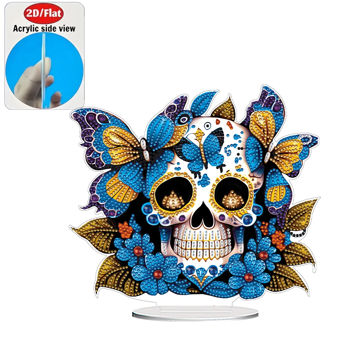 

2D плоская акриловая фигурка-череп, 1 шт., табличка «Добро пожаловать», набор для алмазной вышивки, настольное украшение, блестящий настенный декор, праздничный подарок