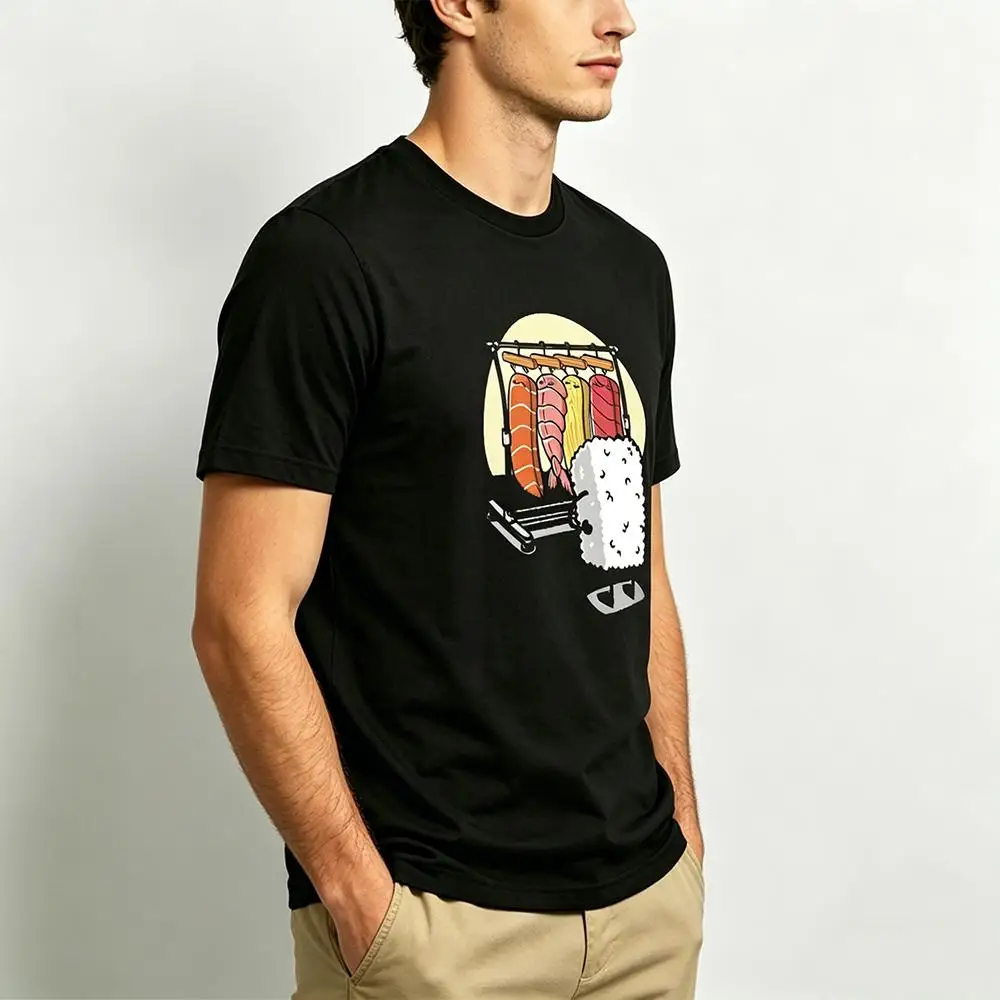 Funny Sushi Wardrobe T-Shirt Cute Japanese Food Cartoon Graphic Y2k Short Sleeve Top Men's And Women's Casual Streetwear Tee