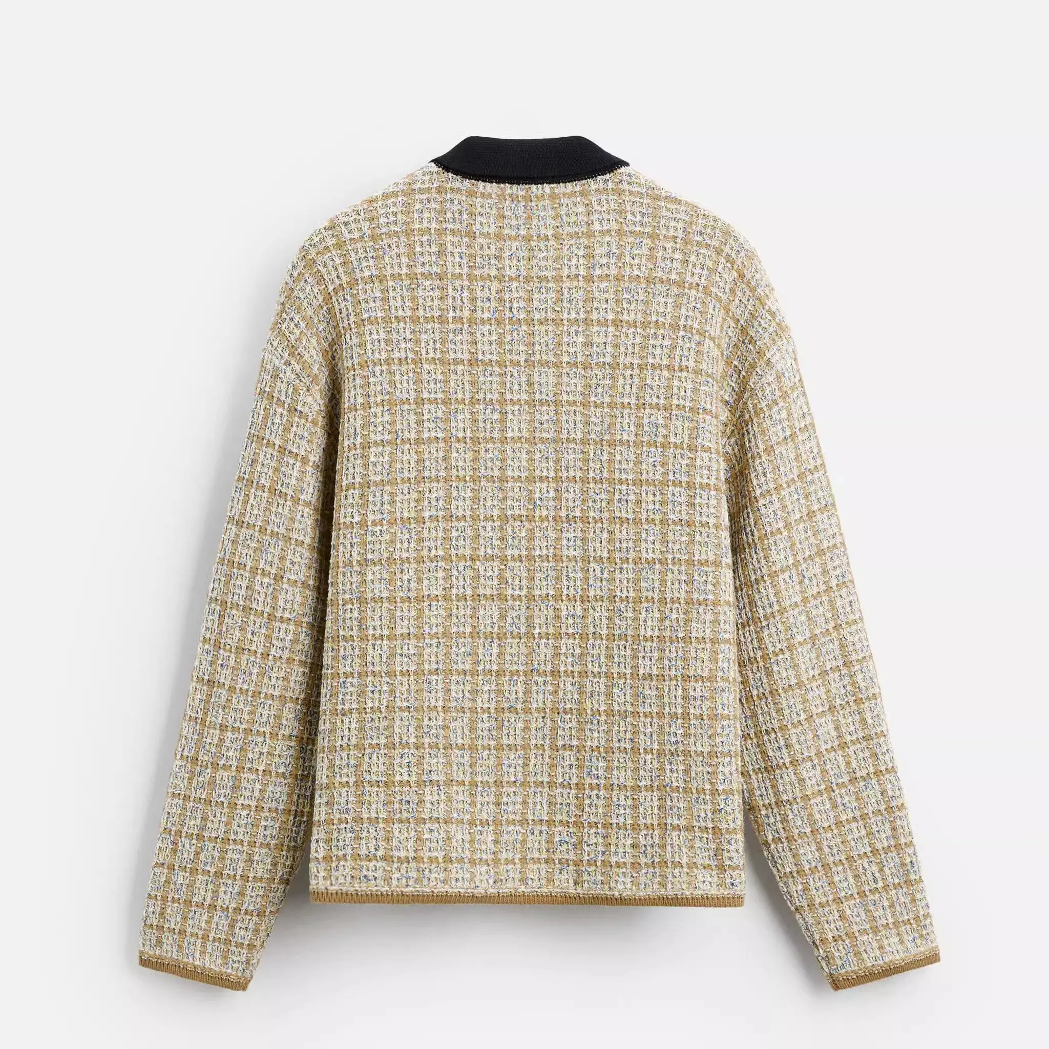 

Men's Knitted Long Sve Comfortable Plaid Color Blo irt Spring 2025 Commute Sle Loose Fit Regular Sve Design