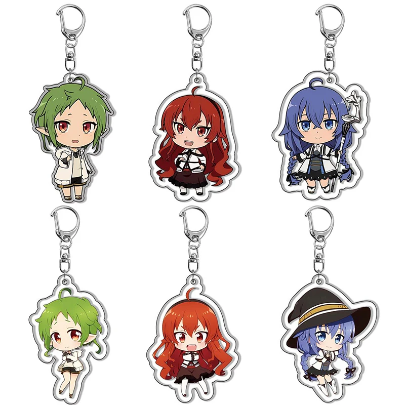 Anime Mushoku Tensei：Jobless Reincarnation Keychain Cartoon Figure Roxy Sylphiette Eris Boreas Greyrat Key Ring Jewelry Gifts