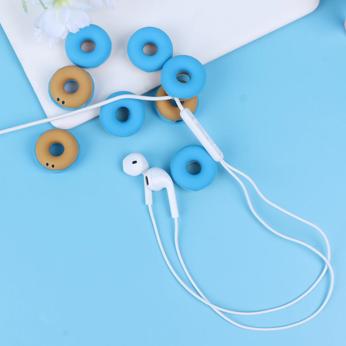 

10pcs Silicone Cable Winder Organizer Donut Shape Cord Holder For Earbuds Charging Cables Compact Wire Storage Portable Desk