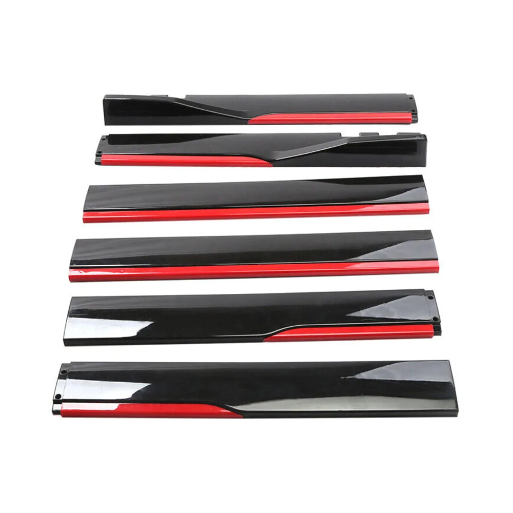 6PCS Car Universal Side Skirts Extension Spoiler Splitters 2m/2.2m Side Skirts Rocker Panels Lip Splitters for BMW Honda Subaru