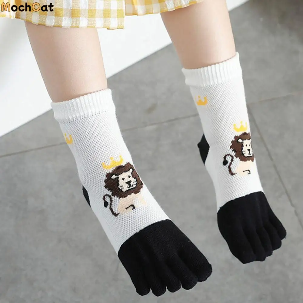 Soft Comfortable Autumn Korean Style Lion Kids Hosiery Animal Toe Socks Five Finger Socks Cotton Socks Children Short Socks