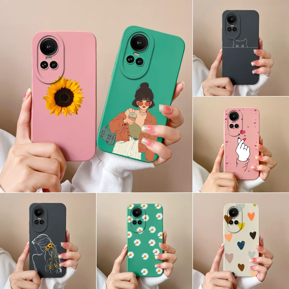 For Oppo Reno10 Reno10 Pro 5G Phone Case Beautiful Sunflowers Cover Camera Protection Coque For Reno 10 Reno10Pro Funda Bumper