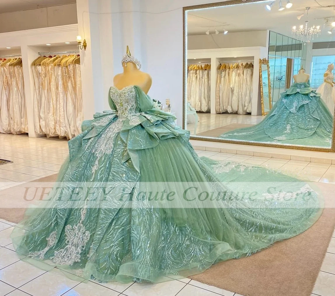 

Green Quinceanera Dress Appliques Beading Vestidos De 15 Anos Birthday Party Gown Sweet 16 Dresses Customized