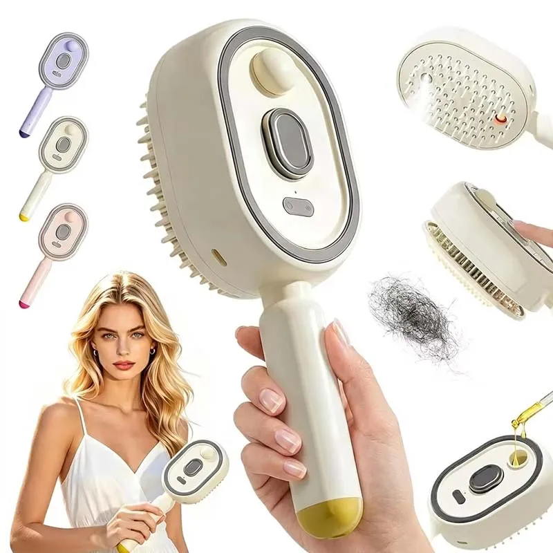 Custom Multi-functional Spray Comb Electric Scalp Massager Brush Airbag Self-Cleaning Multifunction Hair Head Oil Household