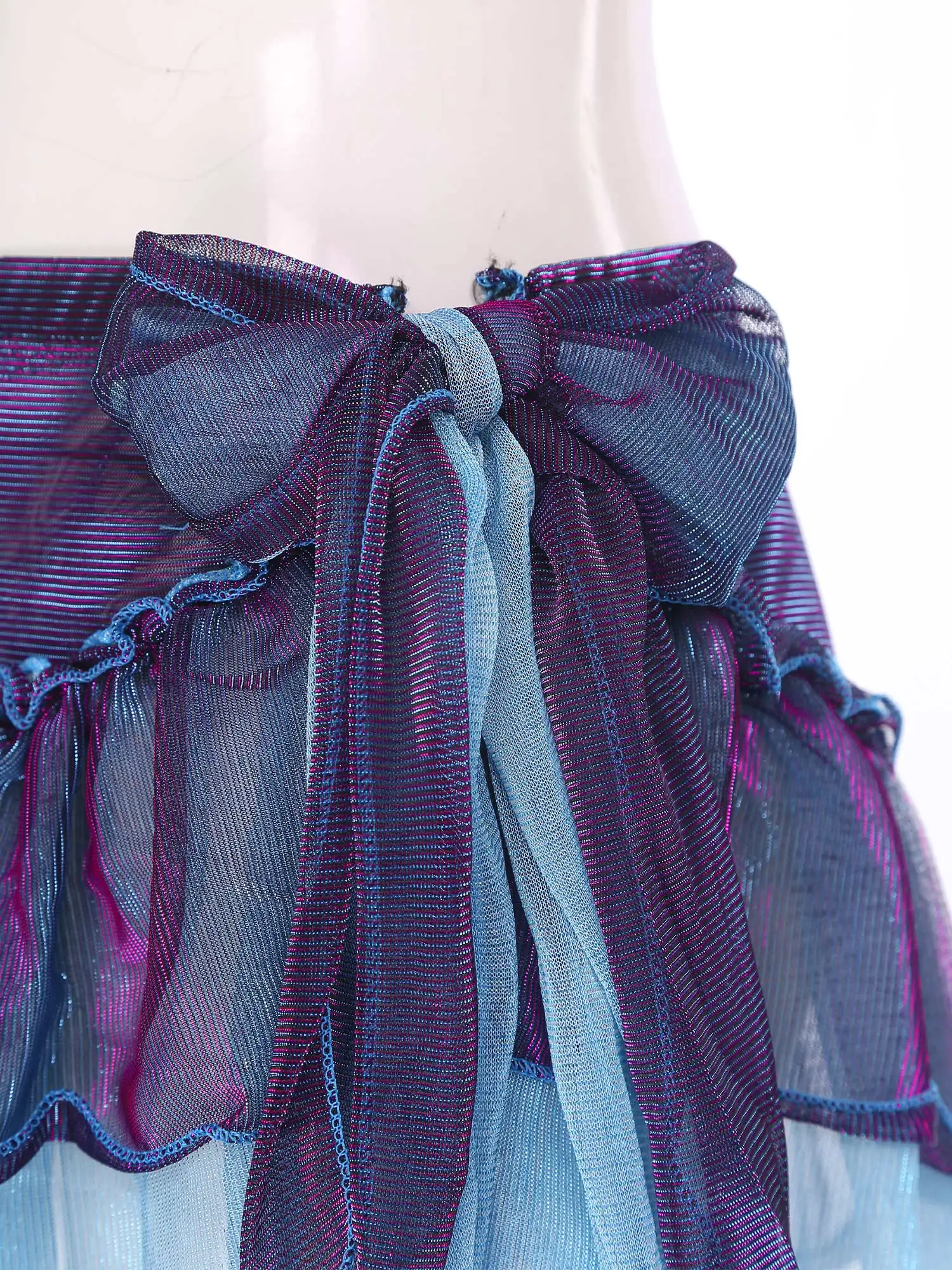 Bufanda de cadera brillante para danza del vientre para mujer, bloque de Color, atado con volantes escalonados, envoltura de cintura, falda de cadera, accesorio de traje de baile de salón