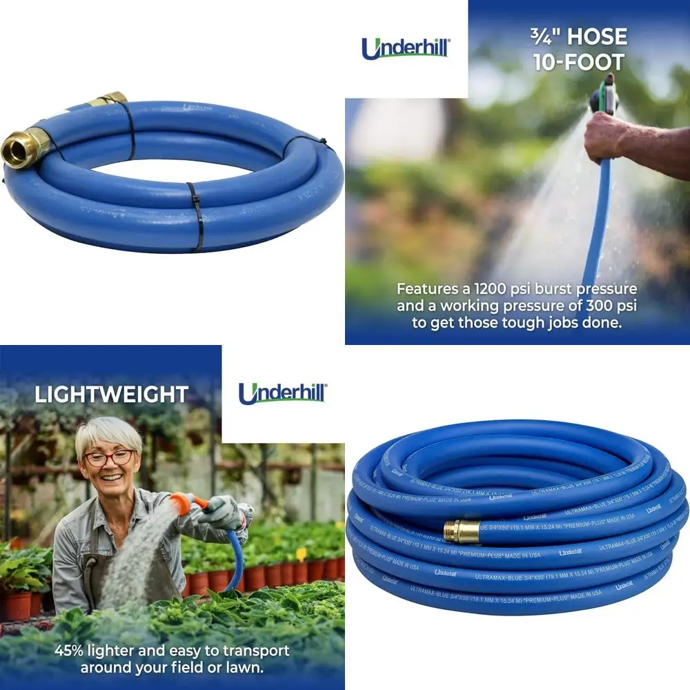 

Легкий сверхмощный гибкий садовый шланг коммерческого класса с защитой от взлома 1200 фунтов UltraMax H75-S10