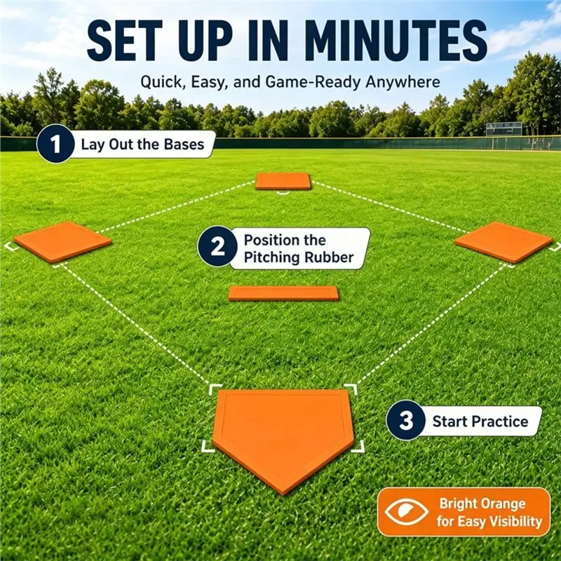 [NEW!ABKG】 Rubber Practice Base Set(5 Pieces), For Baseball Bases Set Including Home Plate, For Softball