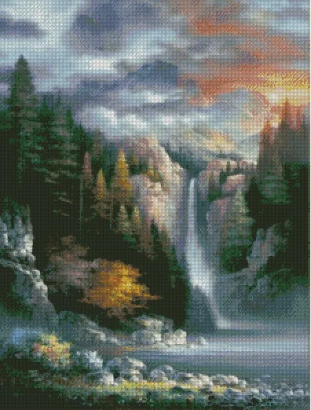 Embroidery Counted Cross Stitch Kits, Needlework-Crafts, DMC Color, DIY Arts, Handmade Decor, Waterfall, Top New