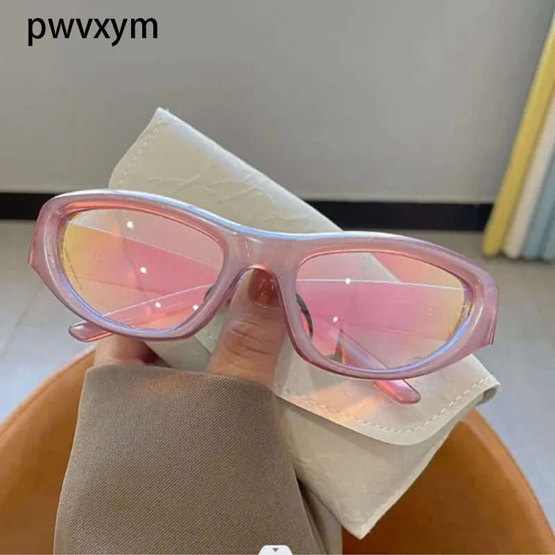 New Y2K Sports Punk Sunglasses Women Brand Designer Oval Goggle Men Luxury Sun Glasses UV400 Colorful Mirror Fashion Eyewear