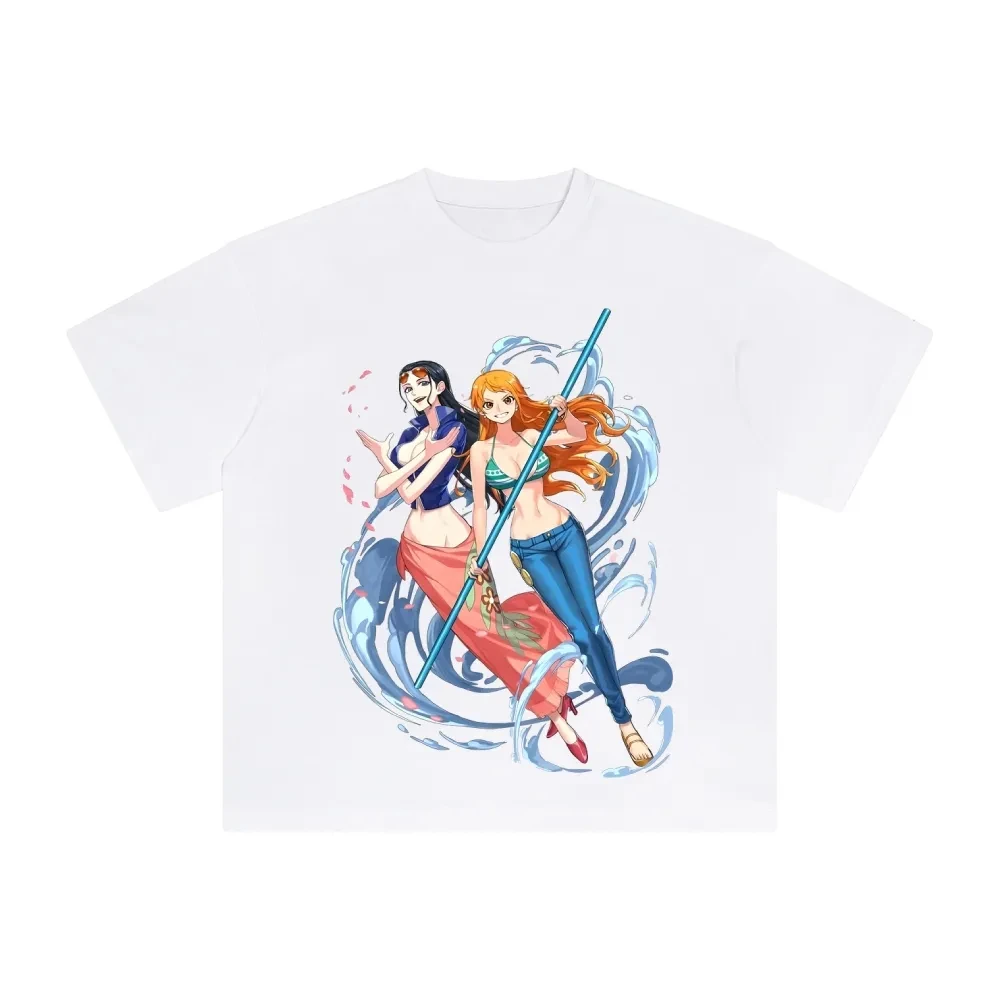 One Piece Nico Robin Unisex T-shirt 2026 Summer New Anime Print American Hip-hop Flower Casual Parent-child Short Sleeved Top