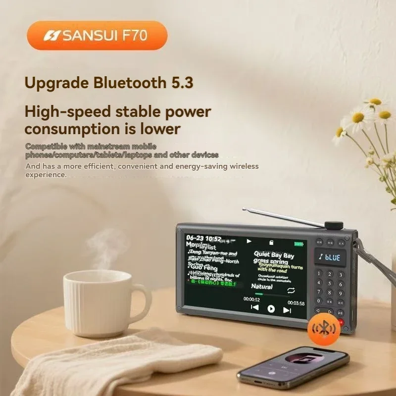 

Уличный портативный Bluetooth-динамик SANSUI F70, 7-дюймовое видео, два слота для карт, видеокарта высокой четкости, вставка радио, проигрыватель