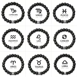 12 Zodiac Bracelet Natural Volcanic Stone Bracelet Virgo Capricorn Taurus Aquarius Sagittarius Cancer Aries Pisces Gemini Libra
