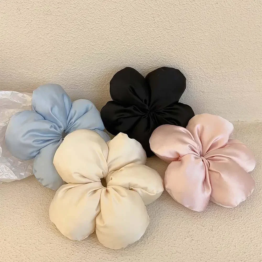 2pcs 한국어 특대 푸른 꽃 Scrunchie 머리 장식 여자 여자 유행 디자인 고무 탄성 헤어 밴드 휴가 헤어 액세서리