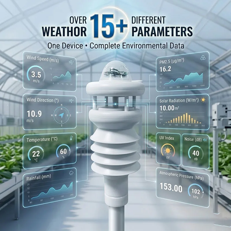 Mini Integrated Weather Station Sim Card Ultrasonic Outdoor Environmental Monitoring Sensor RS485 with Wind Rain UV PM2.5