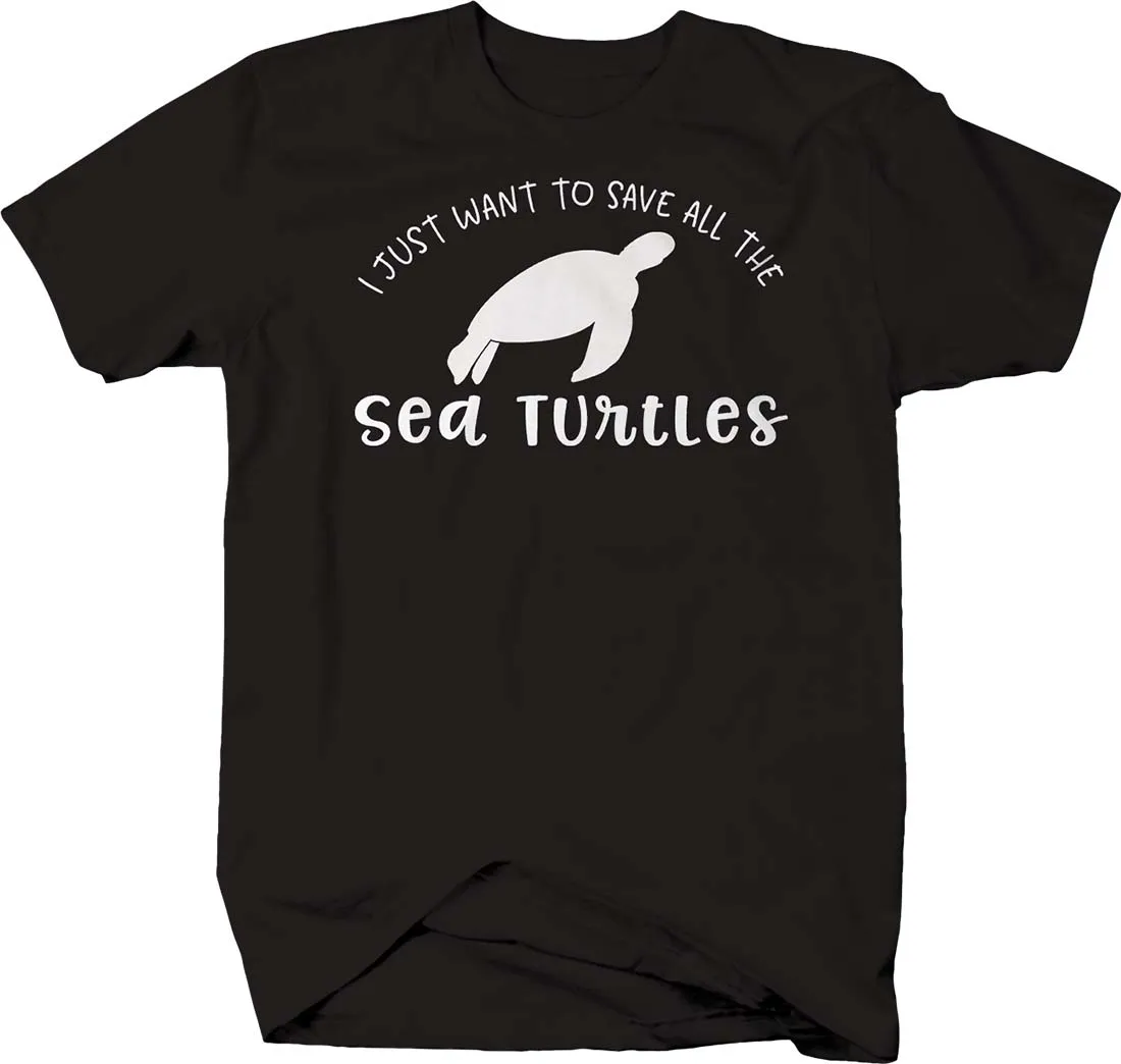 Love Ocean Save Marine Organisms Sea Turtles Silhouette T-Shirt. Summer Cotton Short Sleeve O-Neck Mens T Shirt New S-3XL