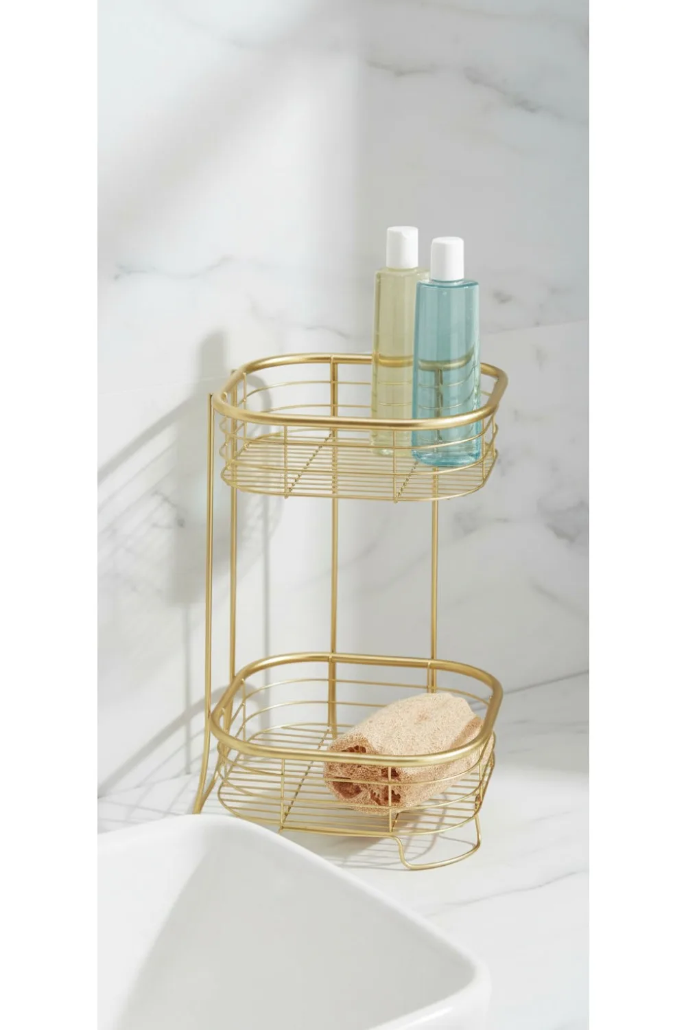 

2-уровневый отдельно стоящий квадратный органайзер для душа, золотая полка - универсальное угловое хранение в ванной комнате, экономия места