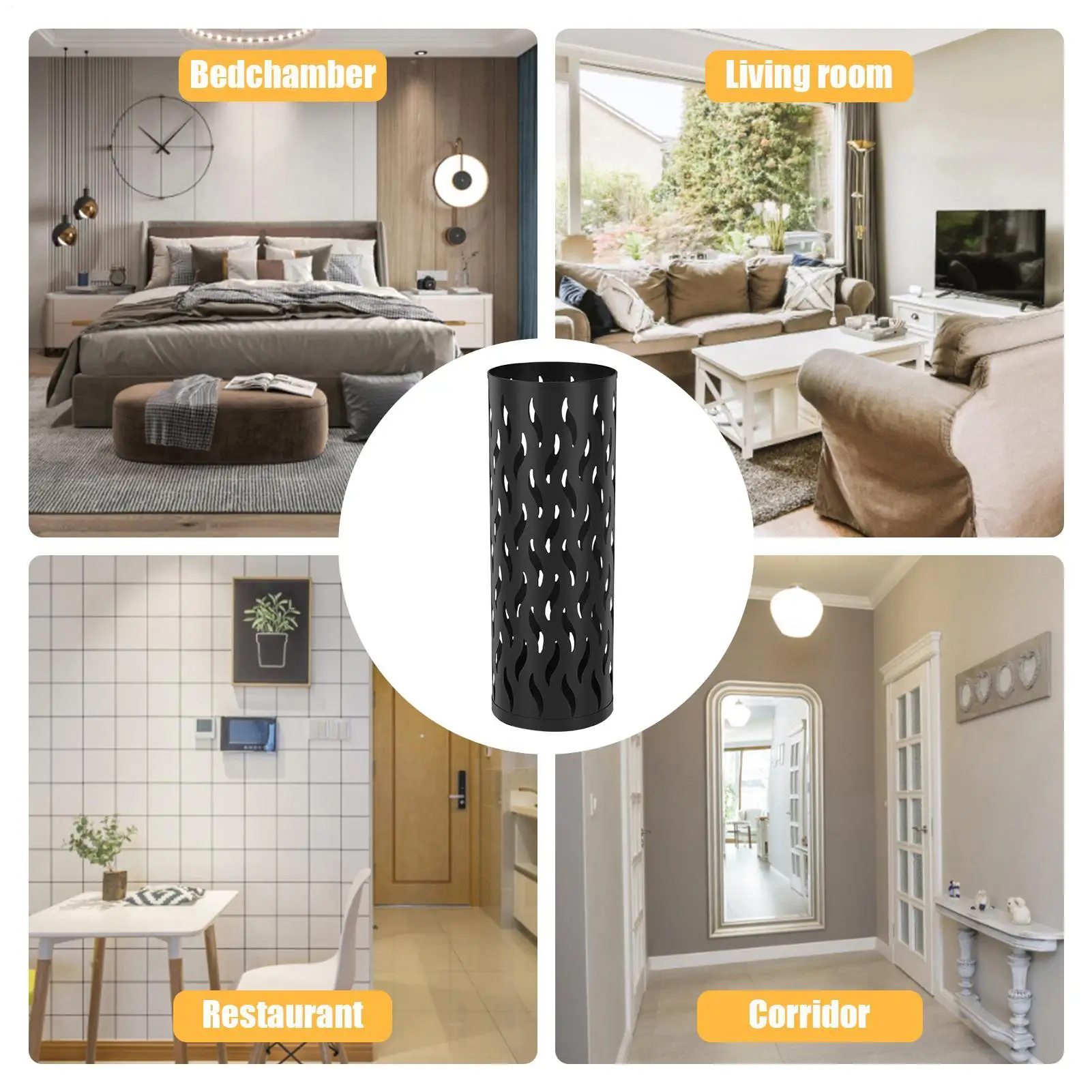 

Metal Umbrella Holder Hollowed Iron Organizer Cylindrical Umbrella Cane Holder Container For Home Indoor Living Room 15x15x42cm