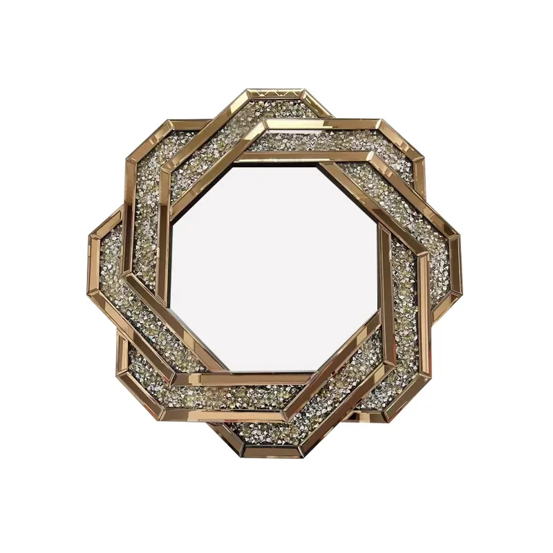 

Diamond-encrusted light luxury bathroom mirror, glass splicing dresser makeup mirror