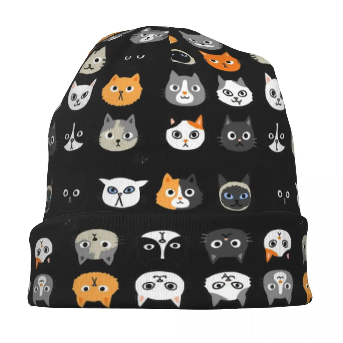 متنوعة وجوه القط لطيف ملتوي كيتي القط رسومات دافئة محبوك قبعة موضة بونيه قبعة الخريف قبعة حريمي للجنسين الكبار