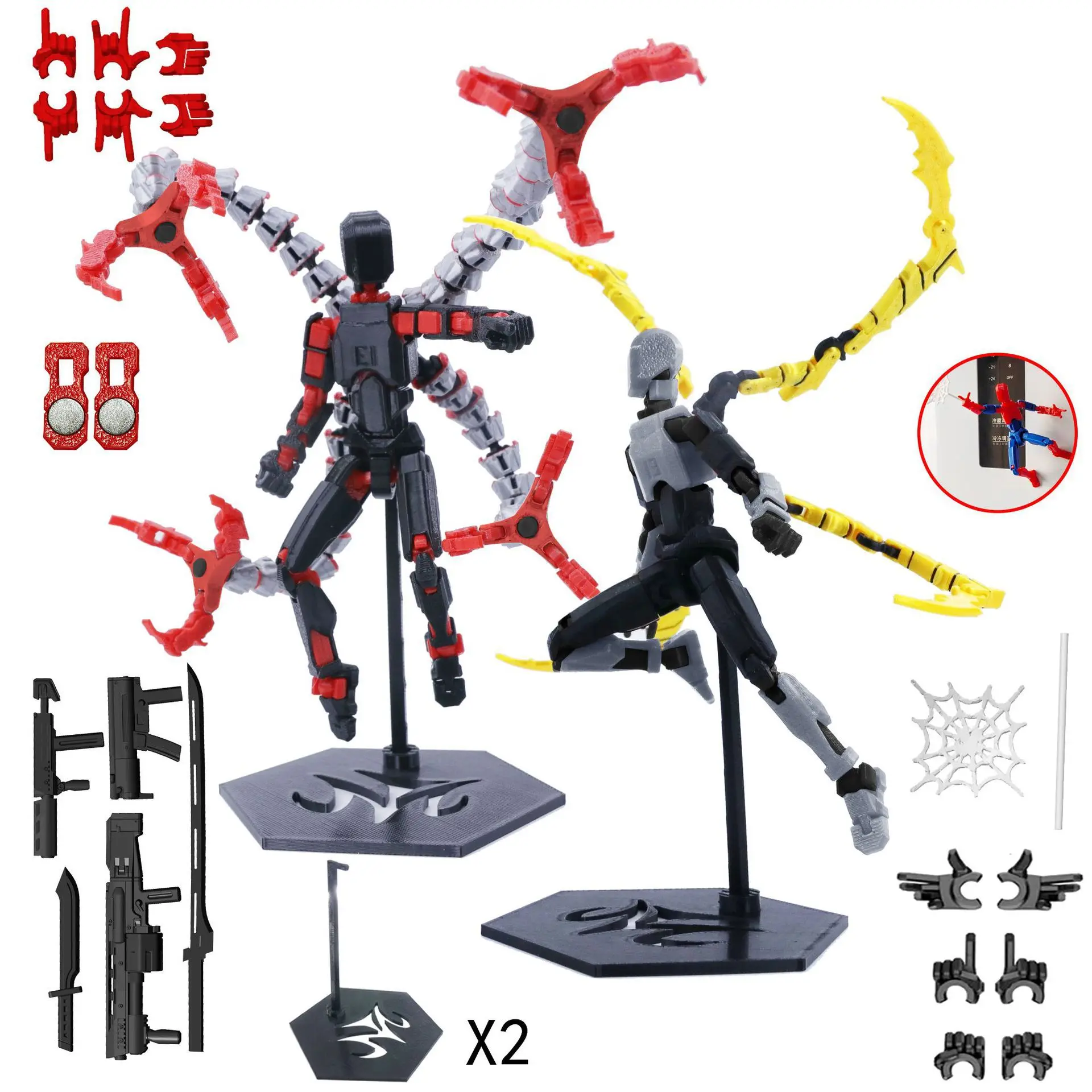 3D Printed Robot Model Toy Movable Joints  Articulated Dummy Figurine Robot Action Figure with Long Tentacles Accessory