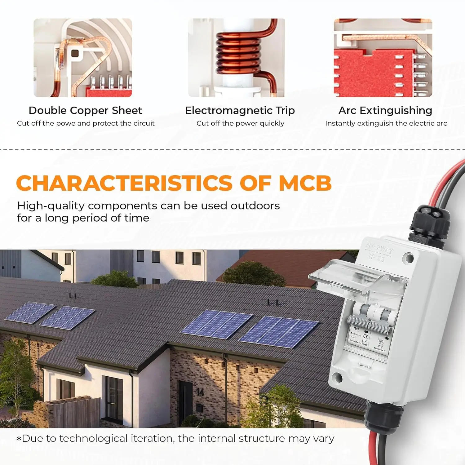 Solar Panel Disconnect Switch 1000V 60A PV Disconnect Switch Outdoor Miniature Circuit Breaker IP65