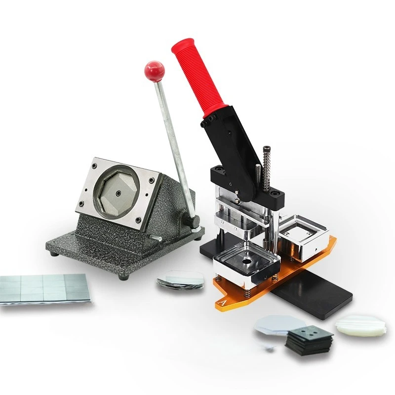 2 * 2 inch square badge maker manual refrigerator magnet photo maker with cutter 100 magnet button new condition