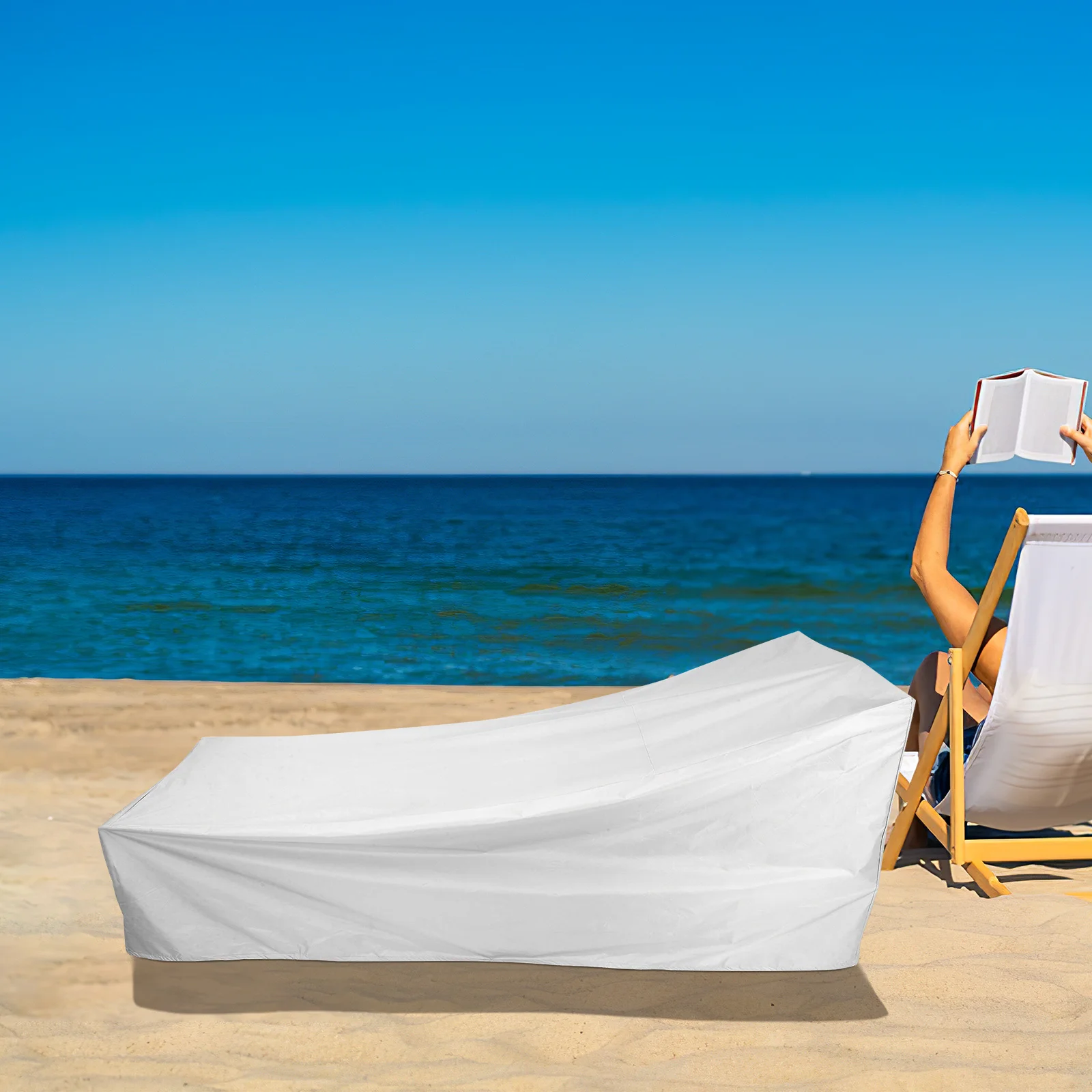 Pokrowiec na leżak z tkaniny Oxford odporną na każdą pogodę, ochraniacz na krzesło rozkładane na patio, ochrona przed słońcem latem i mrozem zimą, przenośny, składany.