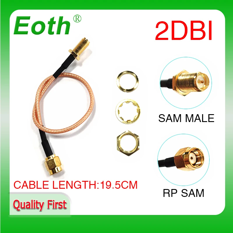 EOTH RG174 SMA Adaptor Antena Pria Ke Wanita SMA IOT Plug Konektor Pigtail Coaxial Jumper Kabel Ekstensi untuk Antena