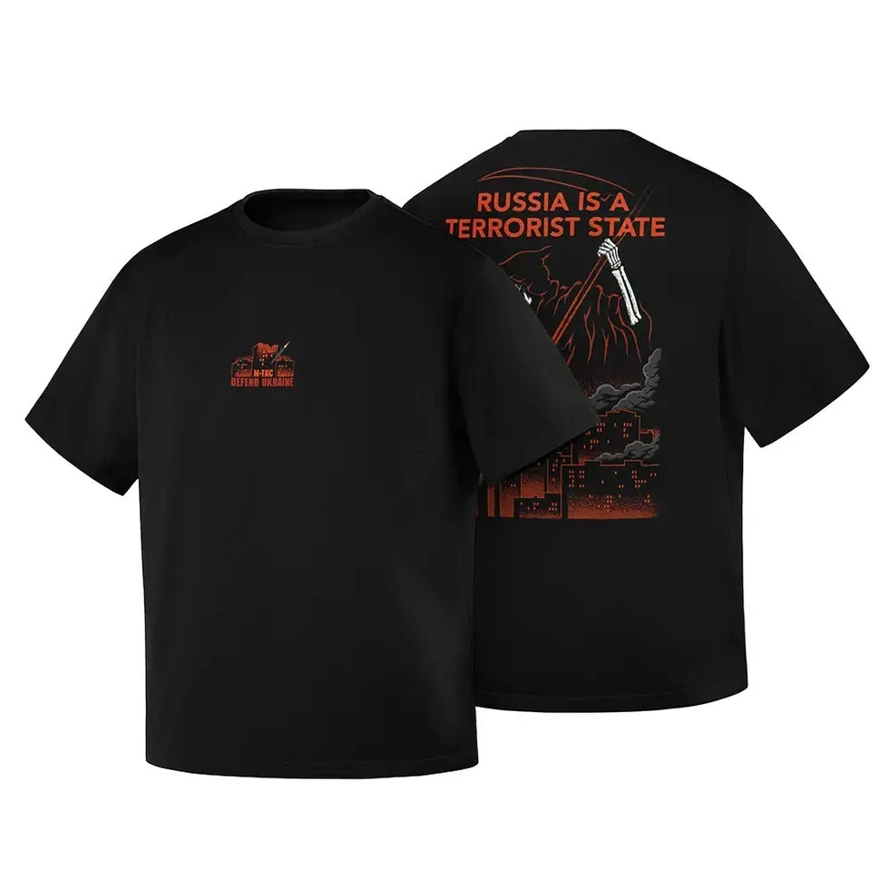 Russia Is A Terrorist State Cotton Hard Oversize Graphic Printing High-end Luxury Unisex Style Both of Men and Women