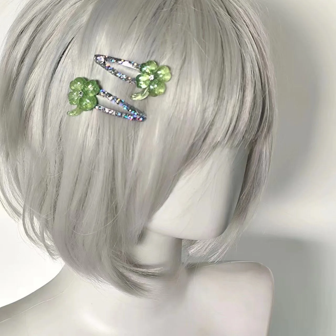1 paio Lolita Girl Lucky Clover Fermaglio per capelli Retro Copricapo Clip accoppiata Y2K Ragazza Harajuku Gotico Accessori per sottocultura originali