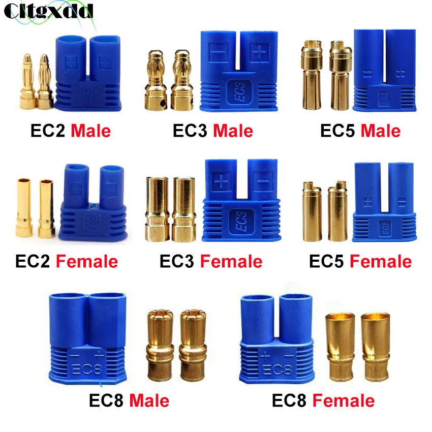 

1Set EC2 EC3 EC5 EC8 Banana Plug Male Female Socket Aviation Model High Current Plug Connector For RC ESC LIPO Battery Motor