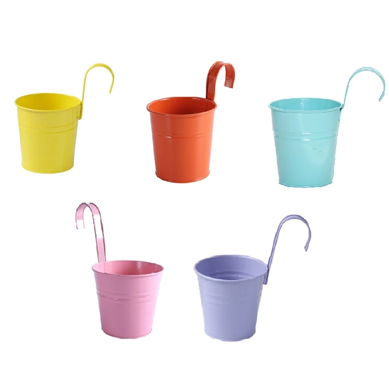 

Hanging Planters Flower Pots Mini Colorful Tin Bucket Pot For Home Garden Yard Fence Balcony Wall Decor Supplies Easy To Use