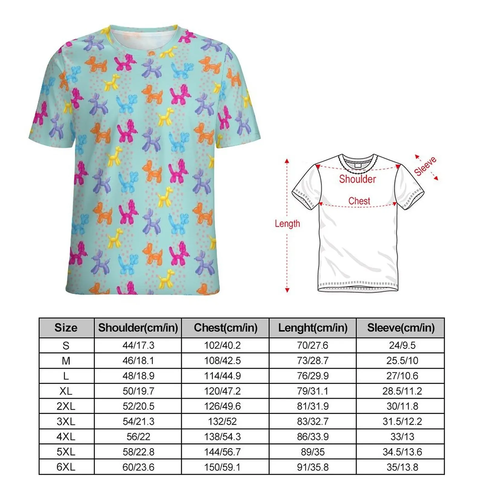 Plus Size T-Shirt Original Rainbow Balloon Dog Dots Print T Shirts  Classic O Neck Tshirt Couple Retro Custom Clothing