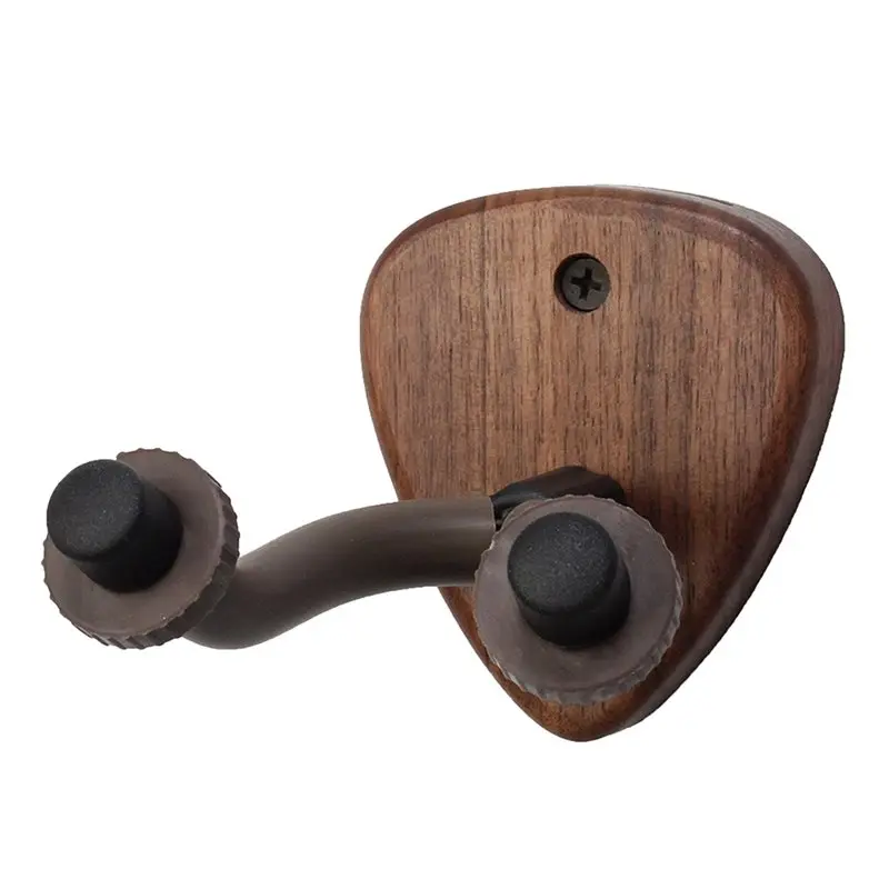 6X Wall Mount Guitar Hanger Hook Wood Base Banjo Bass Acoustic Electric Guitar Neck Holder Stand With Picks Slot,B