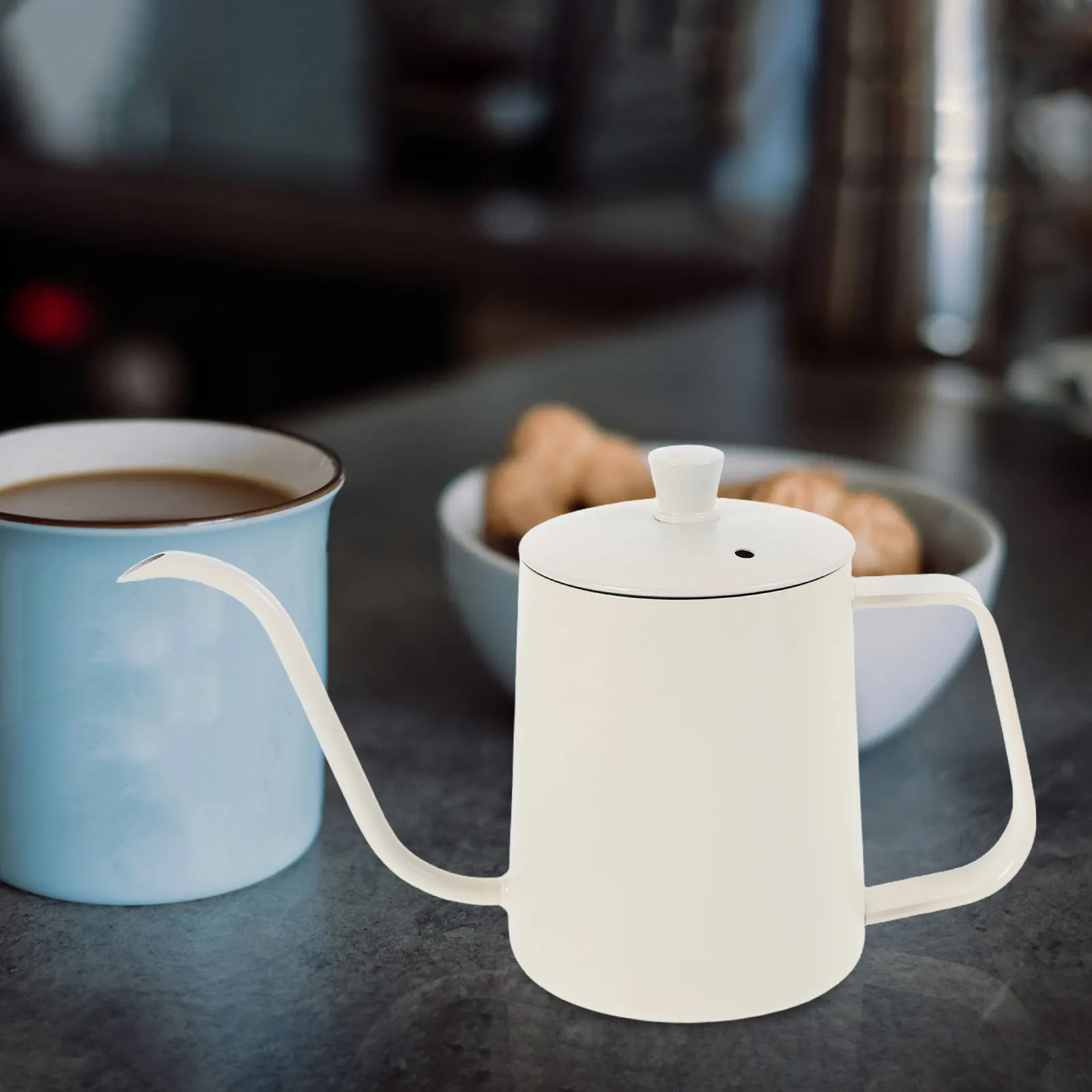 

Чайник-гусиний шейка из нержавеющей стали с длинным носиком для ручного заваривания кофе методом пуровер, маленький, с крышкой