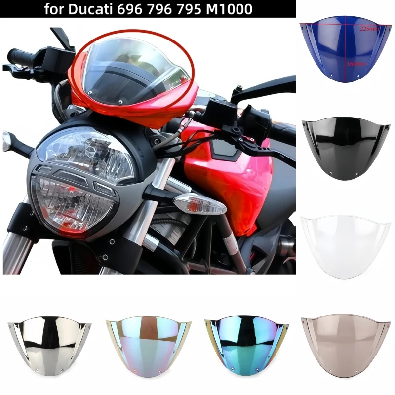 

Motorcycle Windshield Front Windshield Air Reflector Flow Guide Plate Double Bubble for Ducati 696 796 795 M1000 M 1000