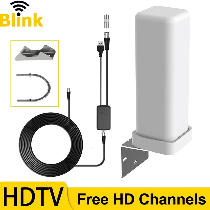 Outdoor 4K Digital HD TV Antenna 35dBi 6000 Miles Long Range HDTV Signal Amplifier Free TV Channel for ATSC/DVB-T/DMB-T/ISDB-T