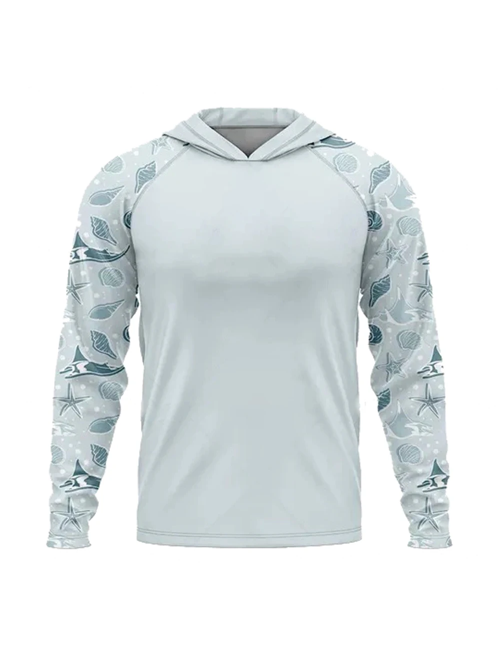 

Upf 50+ T-shirt Men Outdoor Long Sleeve Hoodie UV Protection Fishing Clothes Hooded printed cool fabric