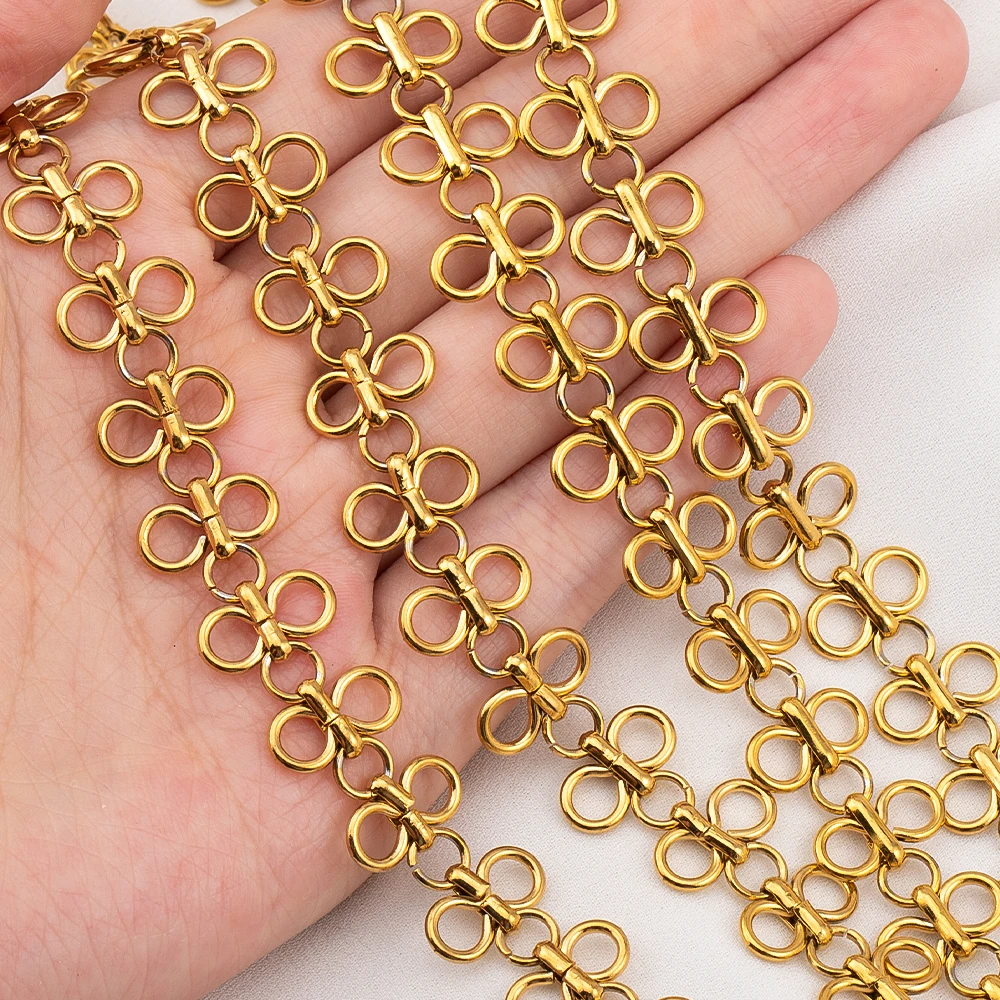 1M 0.5M Stainless Steel Round Ring Rope Knot Bow Chain for DIY Hip-Hop Necklaces Bracelets Clothing Jewelry Making Accessories - view 4