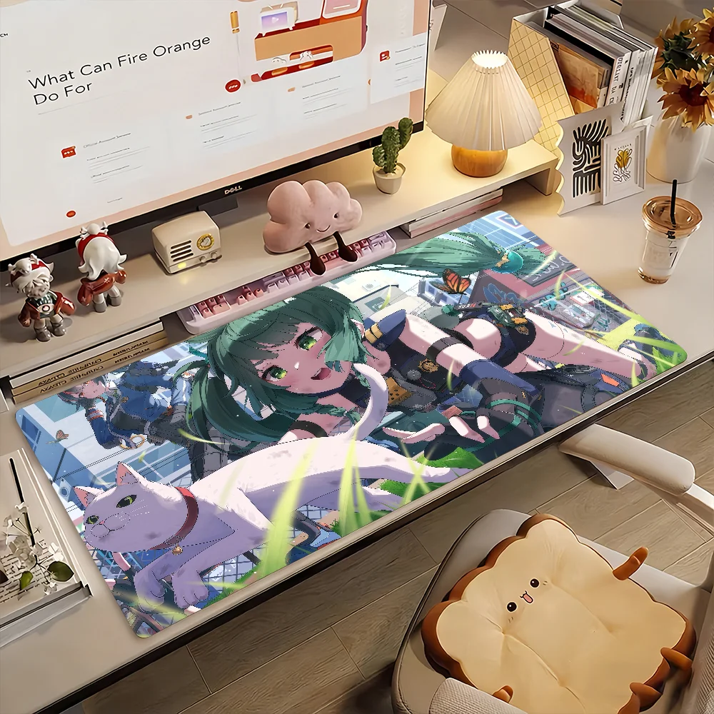 Zenless Zone Zero Qingyi Mouse Pad Non-slip Locking Edge DeskMat PC Laptop Accessories Rubber Office Keyboard Game 350x900x3mm