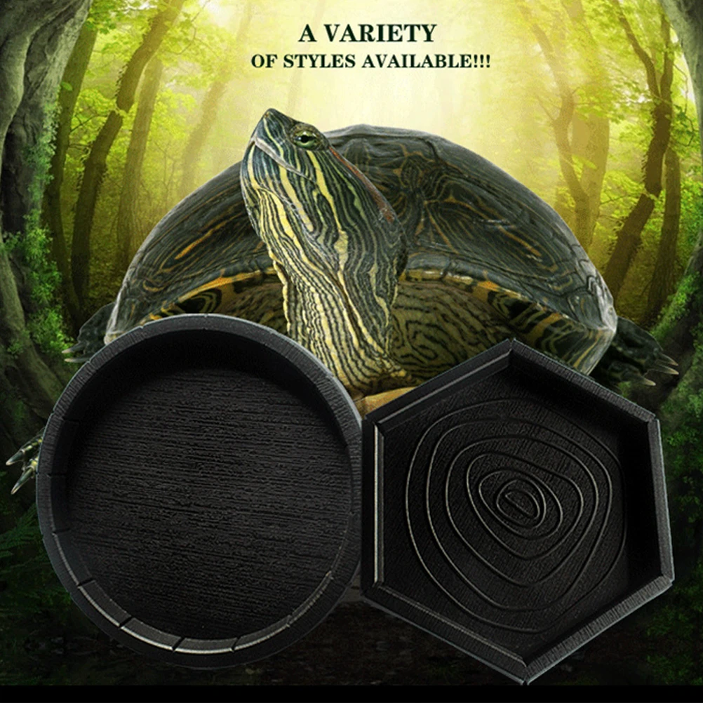 

Hexagonal Reptile Feeder Bowl Black Pet Food Water Container Easy Clean Smooth Surface for Lizard Turtle Centipede Scorpion Use