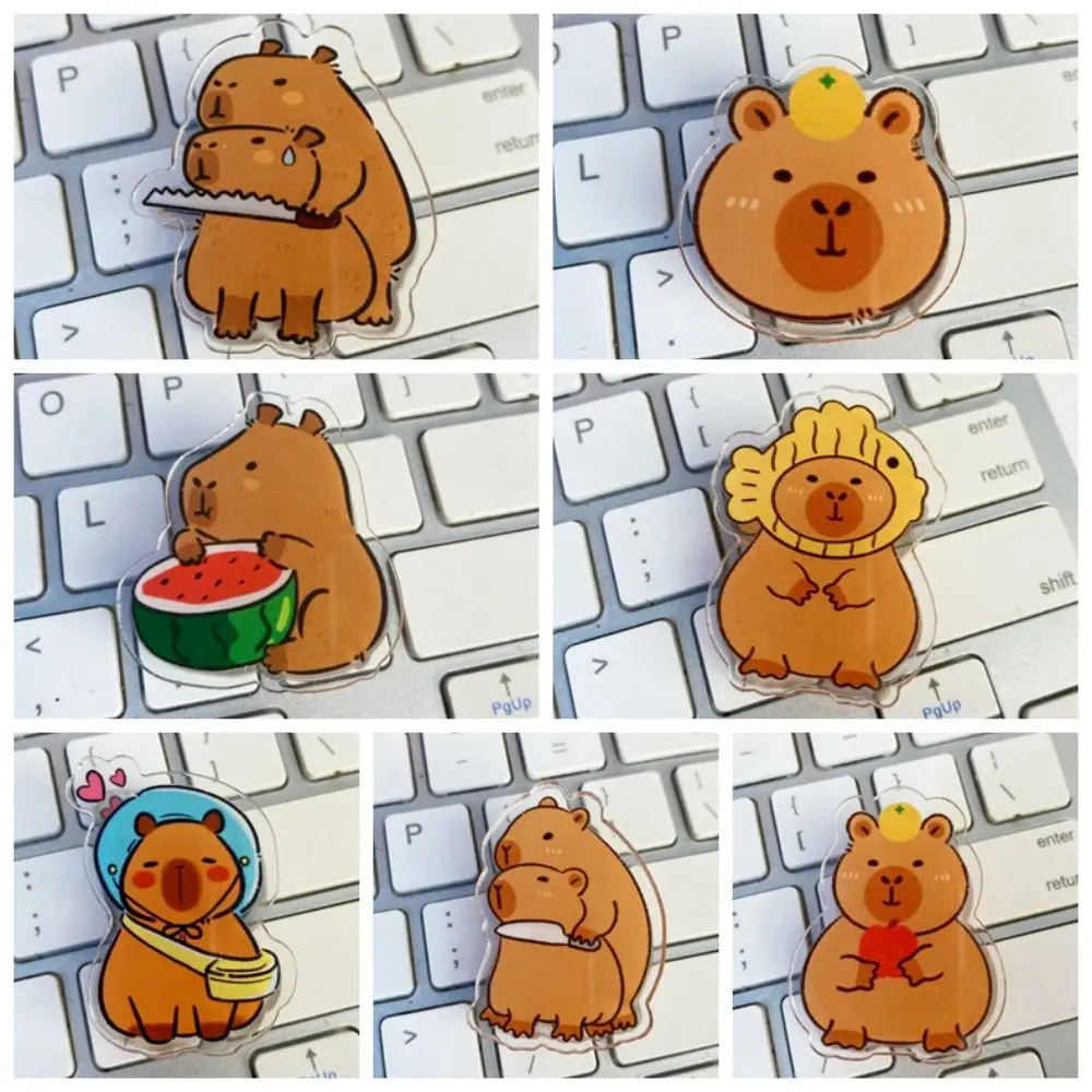 Pince à papier acrylique décorative de bande dessinée Capybara, pince de banc, pince de bloc-notes de bande dessinée, pince transparente de bande dessinée PP, pince de photo Kawaii