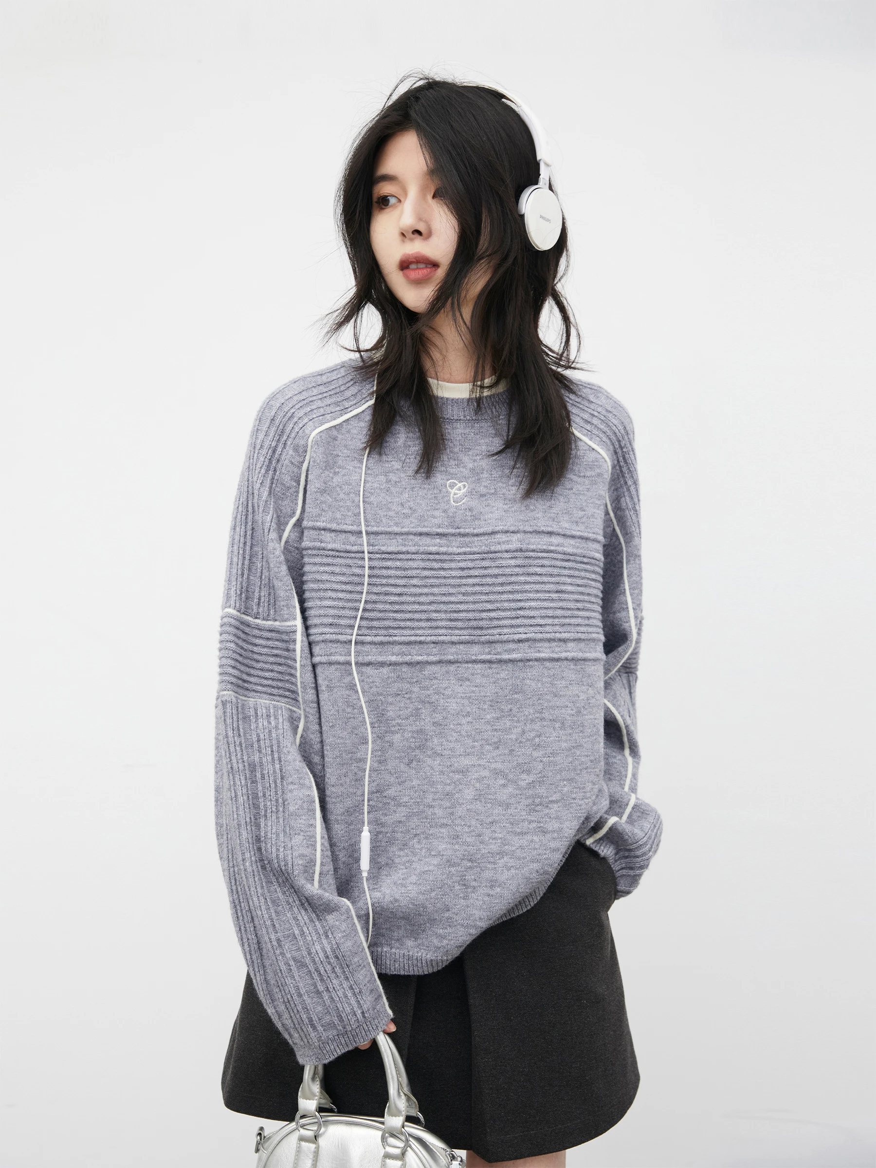 

Повседневный шикарный вязаный свитер с вставками на плечах, свободный топ, верхняя одежда, простой стиль, теплый, для прогулок, офиса, поездок на работу, на каждый день