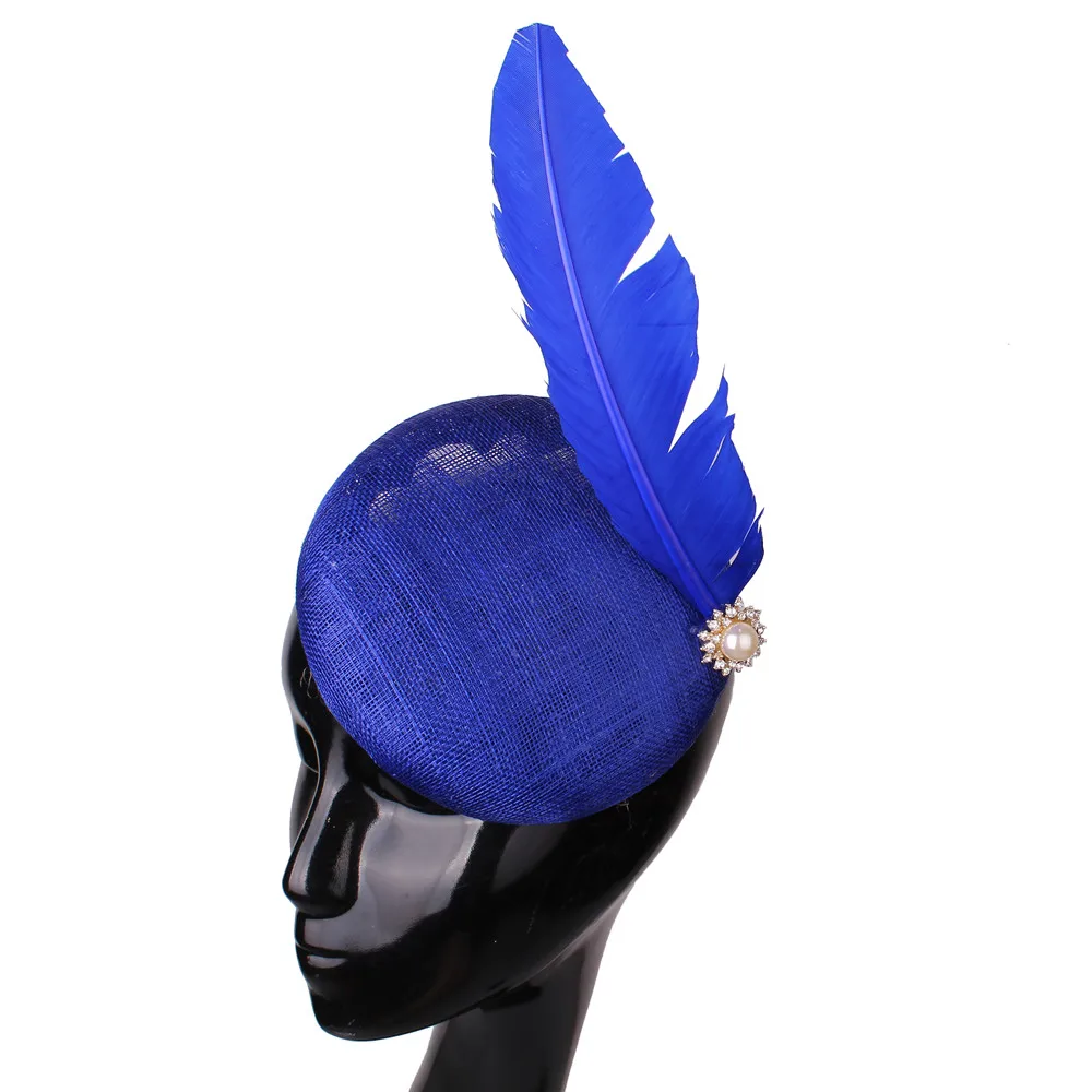 

4-Layer Sinamay Fascinator Hats For Women Wedding And Church Hair Clip Fancy Feather Bride Headpiece Tea Party Hat Headwear