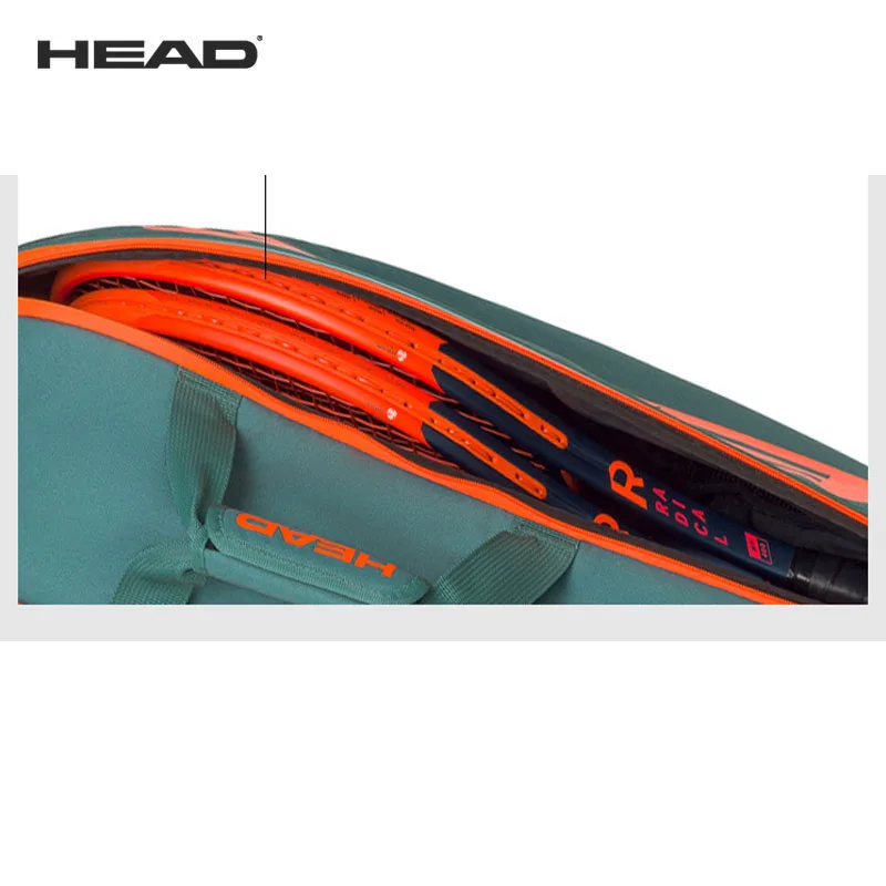 Professional HEAD Radical Pro Series Tennis Bag 6R 9R Tennis Rackets Bag Men Women Squash Badminton Sport Storage Green Backpack
