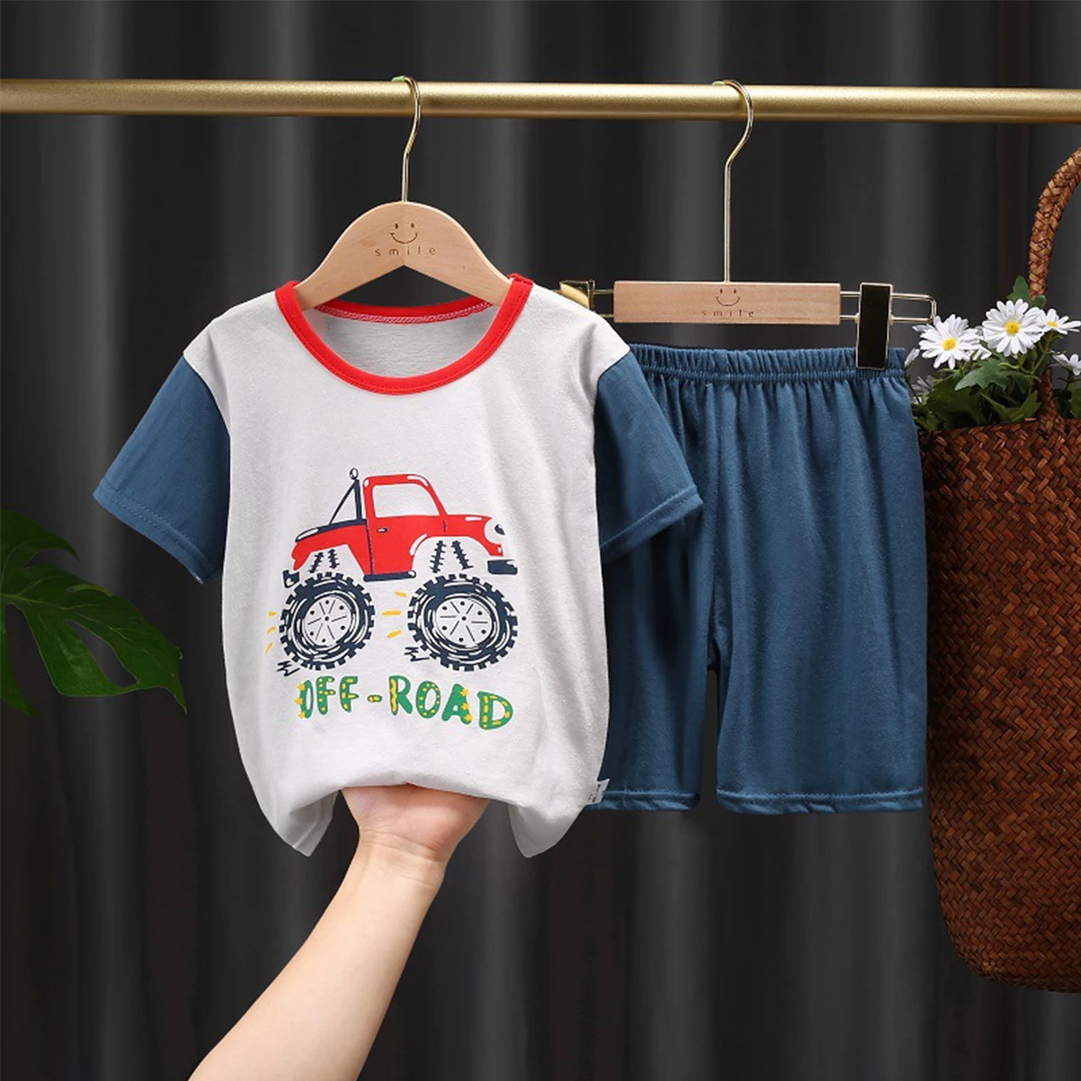 Baby Boys Girls 2Pcs Summer Outfits Short Sleeve T-Shirt Tops Elastic Waistband Shorts Set Toddler Clothes