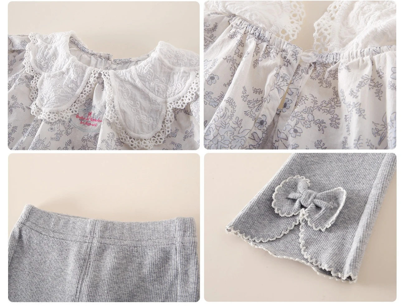 Autumn Newborn Baby Girl Close-fitting Comfortable Shirt and Bell-bottoms Two Price Sets